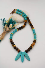 Turquoise and Tiger Eye Stone Sailor Locked Special Necklace