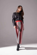 Striped Knitted Skirt (Brick Red)