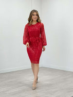 Tulle Payet Design Dress - Red