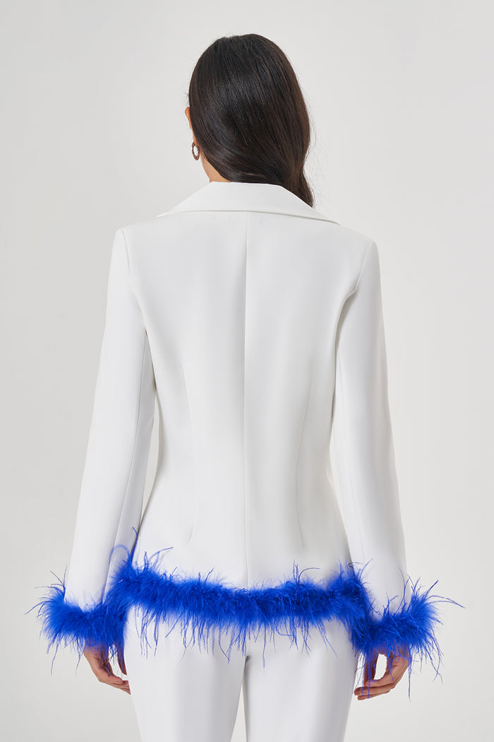 Feathered Luxury Ecru Jacket