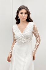 Three -Dimensional Floral Dress - White