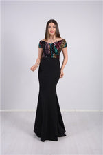 Payet Six Crepe Fish Evening Dress - Black