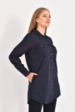 Angelino Long Sleeve Patterned Denim Tunic