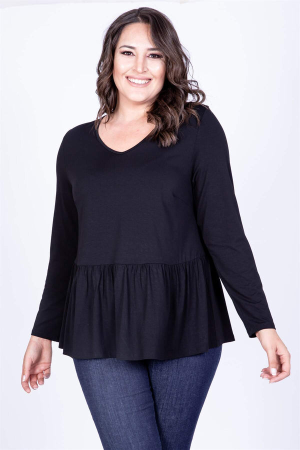 Angelino V Neck Gathered Waist Blouse