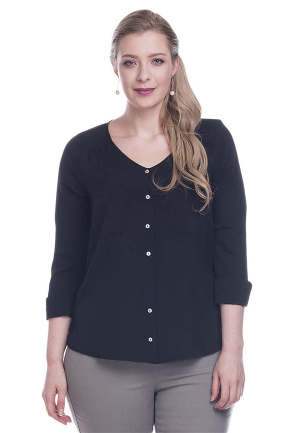 Angelino V Neck Crep Blouse