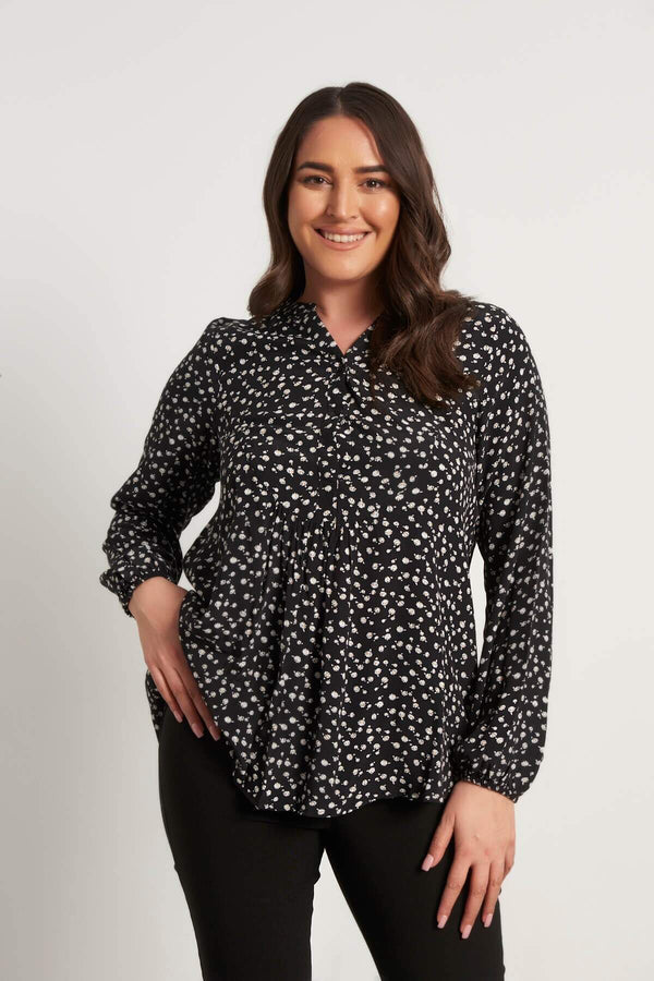 Angelino V Neck Front Gathered Blouse