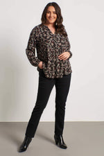 Angelino V Neck Front Gathered Blouse