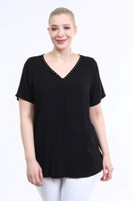 Angelino V Neck Stripe Detail Blouse