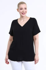 Angelino V Neck Stripe Detail Blouse