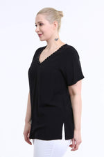 Angelino V Neck Stripe Detail Blouse