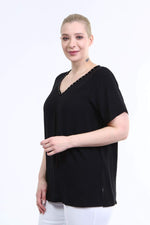 Angelino V Neck Stripe Detail Blouse