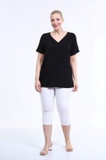 Angelino V Neck Stripe Detail Blouse
