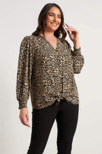 Angelino Leaf Print Laced Detailed Blouse