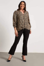 Angelino Leaf Print Laced Detailed Blouse