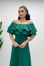 Volanlı Dress - Emerald Green