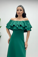 Volanlı Dress - Emerald Green