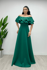 Volanlı Dress - Emerald Green