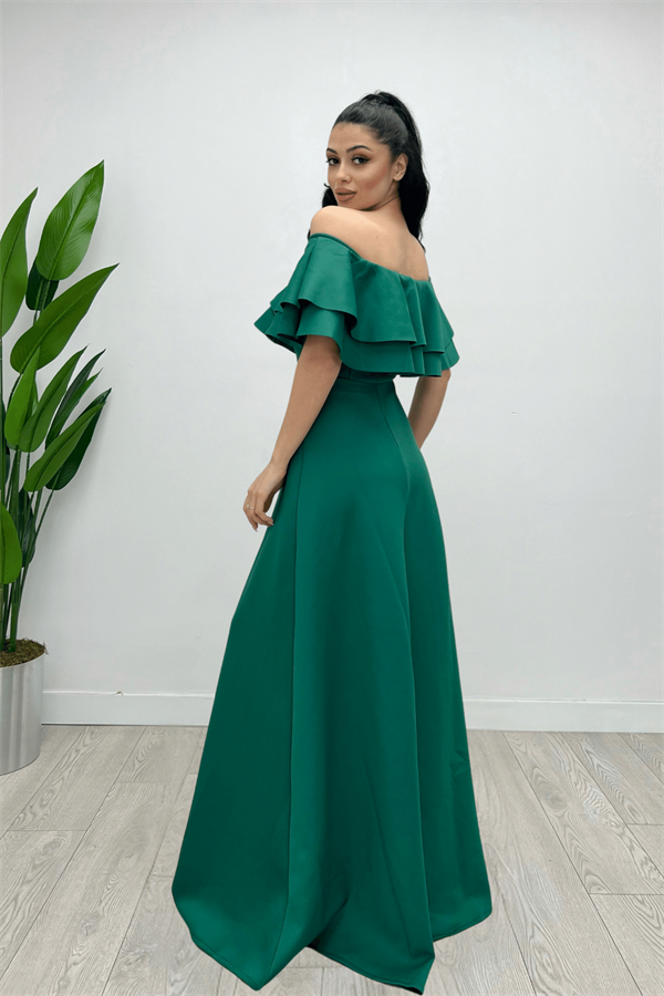 Volanlı Dress - Emerald Green