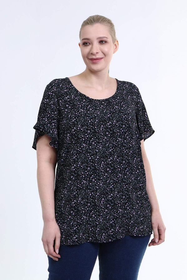 Angelino Ruffle Short Sleeve Blouse