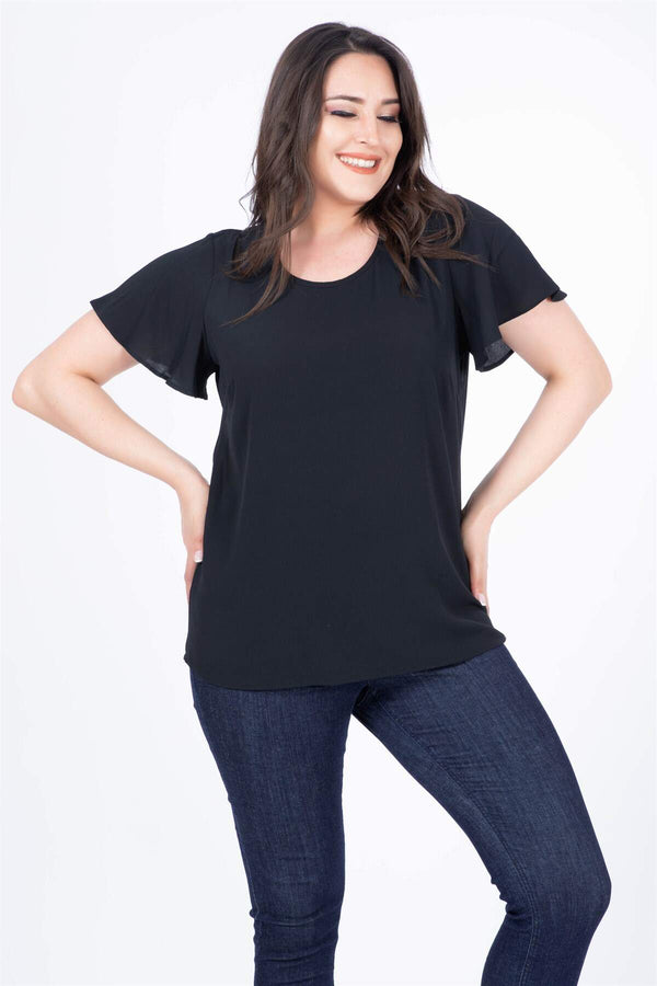 Angelino Ruffled Short Sleeve Blouse