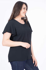Angelino Ruffled Short Sleeve Blouse