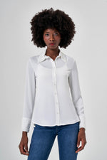 Collar Stone Embroidered Luxury Ecru Shirt