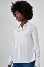 Collar Stone Embroidered Luxury Ecru Shirt