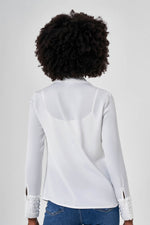 Collar Stone Embroidered Luxury Ecru Shirt
