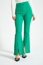 Slit Jacquard Green Pants